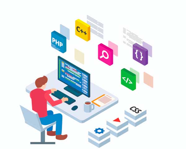 Developer at desk illustration